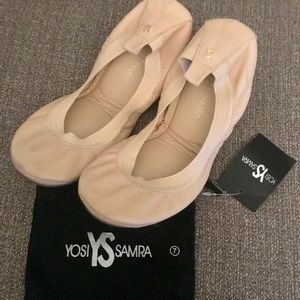 Yosi Samra soft nude leather ballet flats